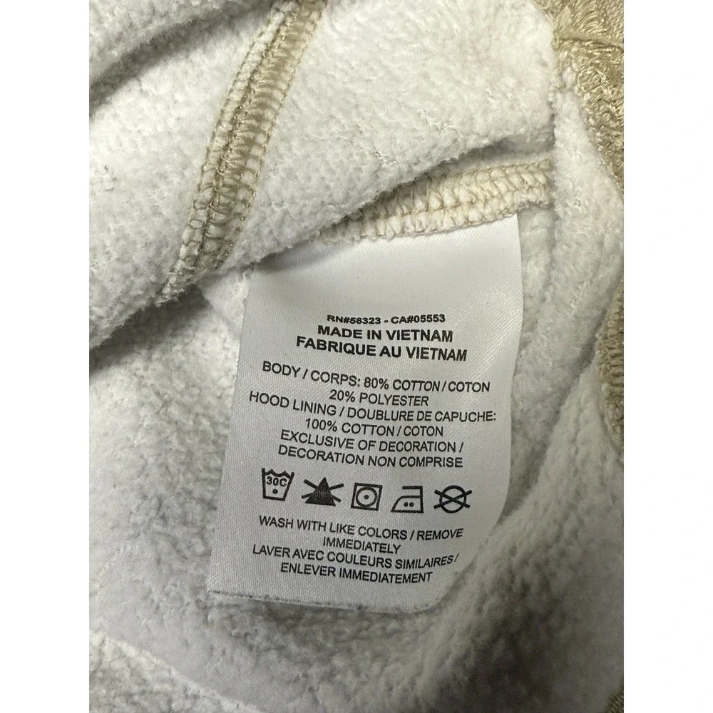 Nike Essentials AOP Fleece Hoodie Mens Small Beige All Over Print Cotton‎ Swoosh